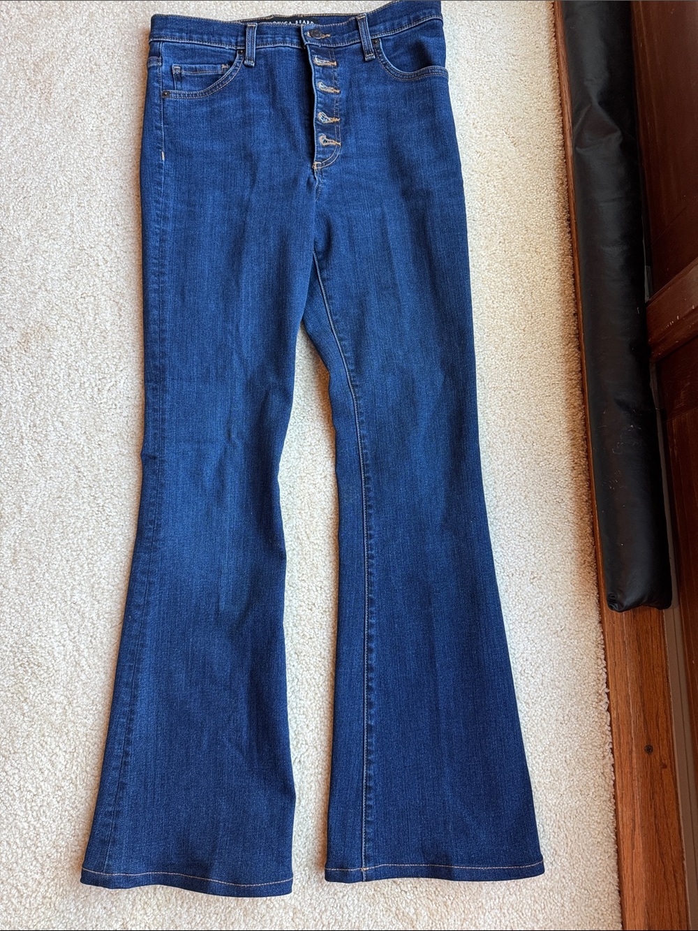 Veronica Beard Jeans Button Fly beverly skinny flare high rise Prussian blue
